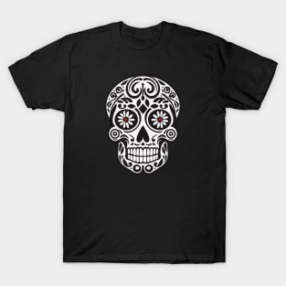 Mexican Skull with Flower Red Eyes T-Shirt